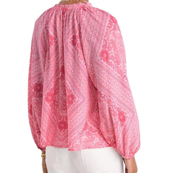 128$ Vineyard Vines V-Neck Pullover Blouse Top Long Sleeves Women's Size L Pink - Picture 4 of 5